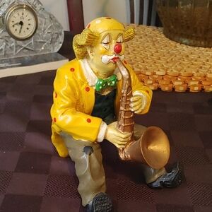 Colorful Clown Figurine with Saxophone